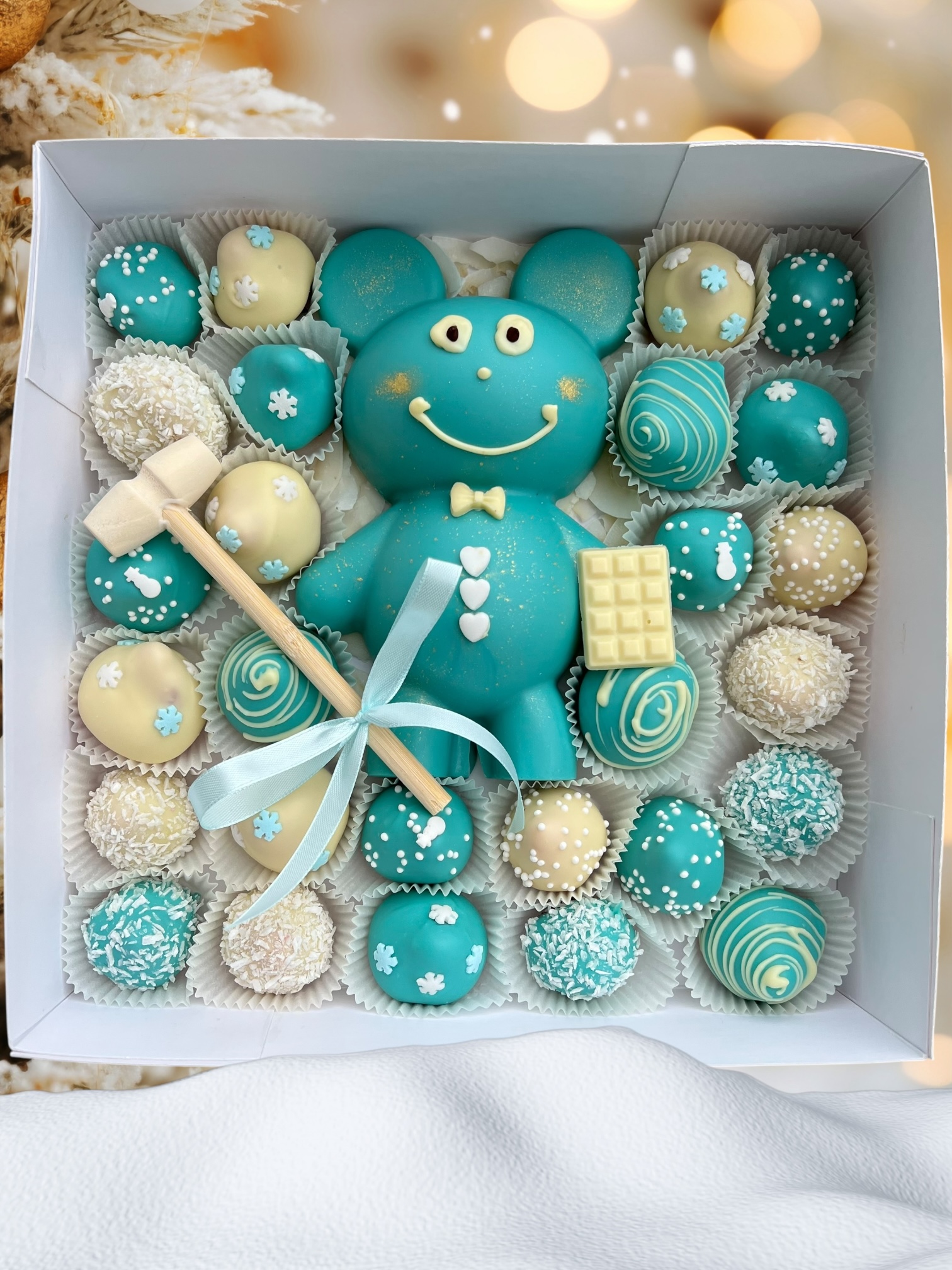 Rozbíjací macko - Vianoce modrý