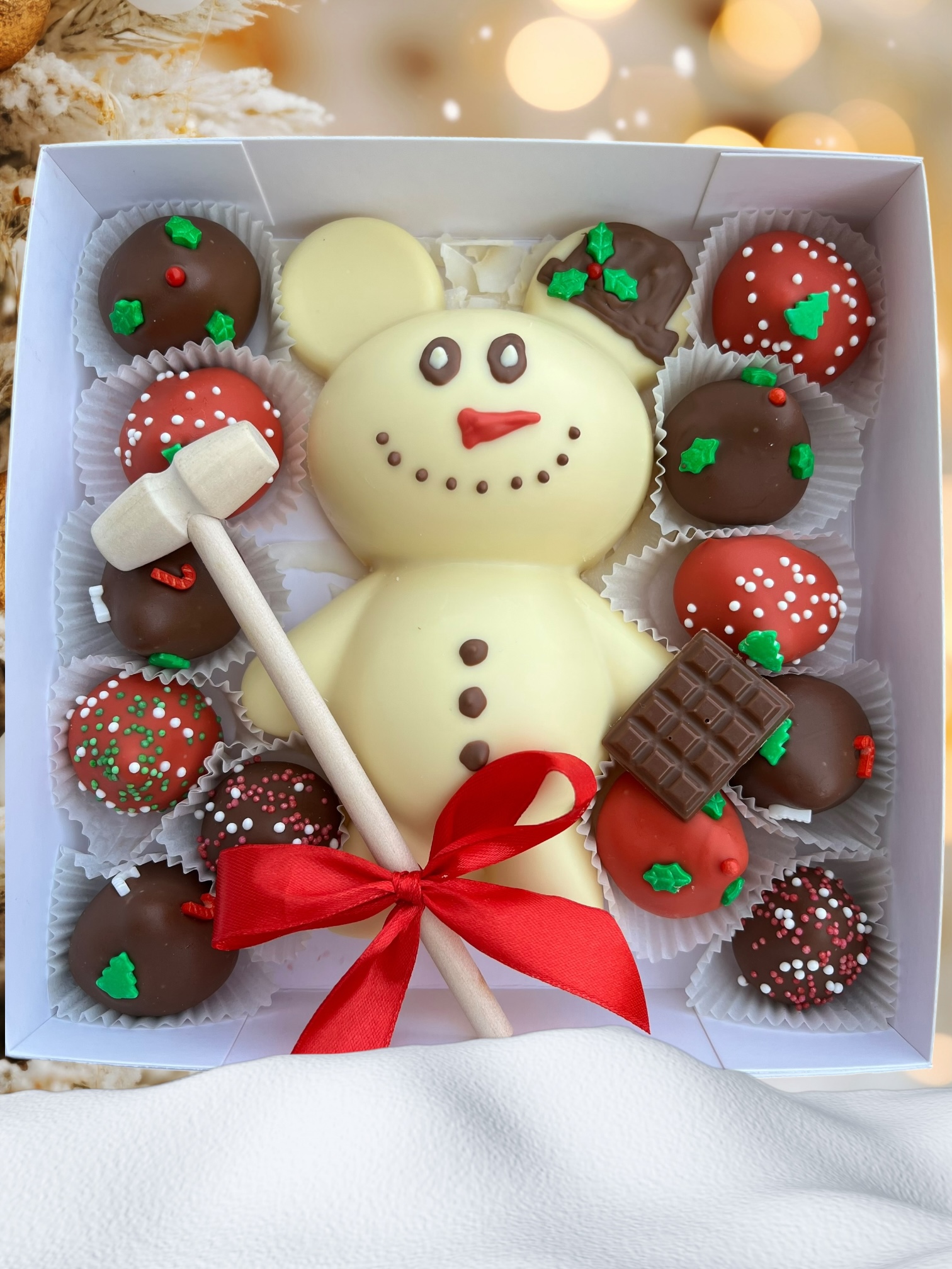 Rozbíjací macko - Vianoce mini snehuliak